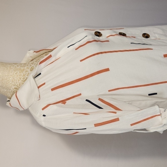 Lush Women's White Tie Short Sleeve Rayon Blend 3/4 Button Pull Over Shirt Dress - Picture 4 of 14